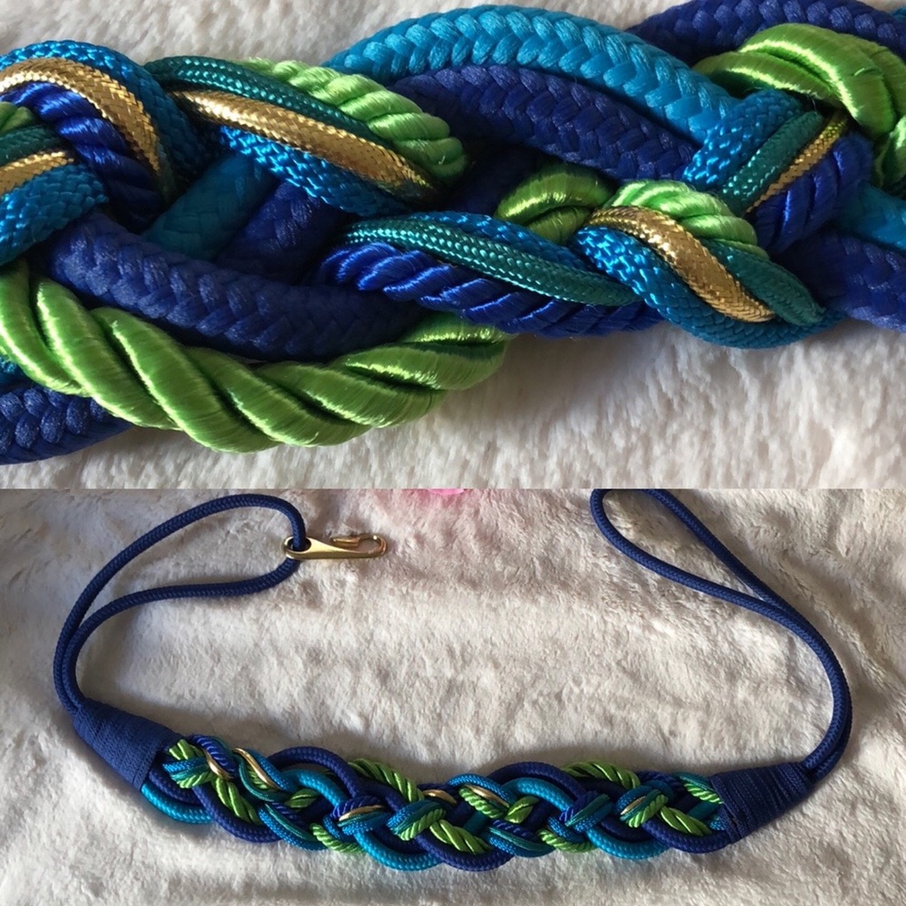 Vintage Belt Elastic knotted gold/blue